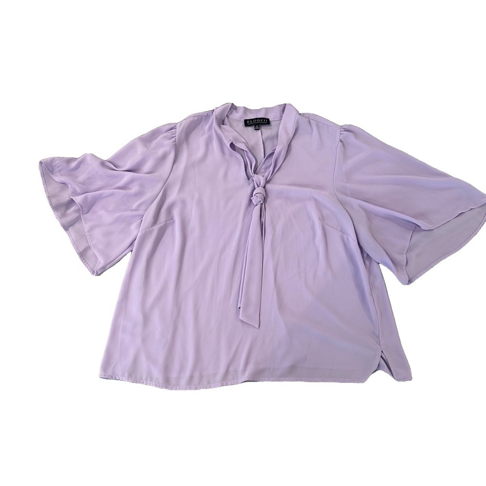 Eloquii Purple Dolman Sleeve Tie Front Blouse